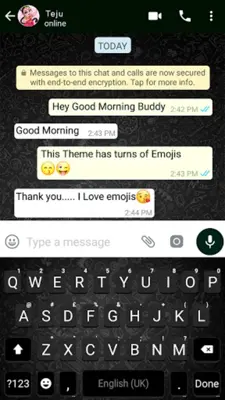 SMS Black Chat Keyboard Backgr android App screenshot 2